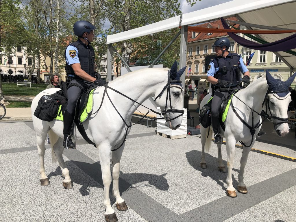 Policijska konjenika na dogodku ob Dnevu Evrope