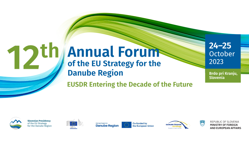 Napoved 12. letnega foruma Strategije EU za podonavsko regijo z logotipi organizatorjev